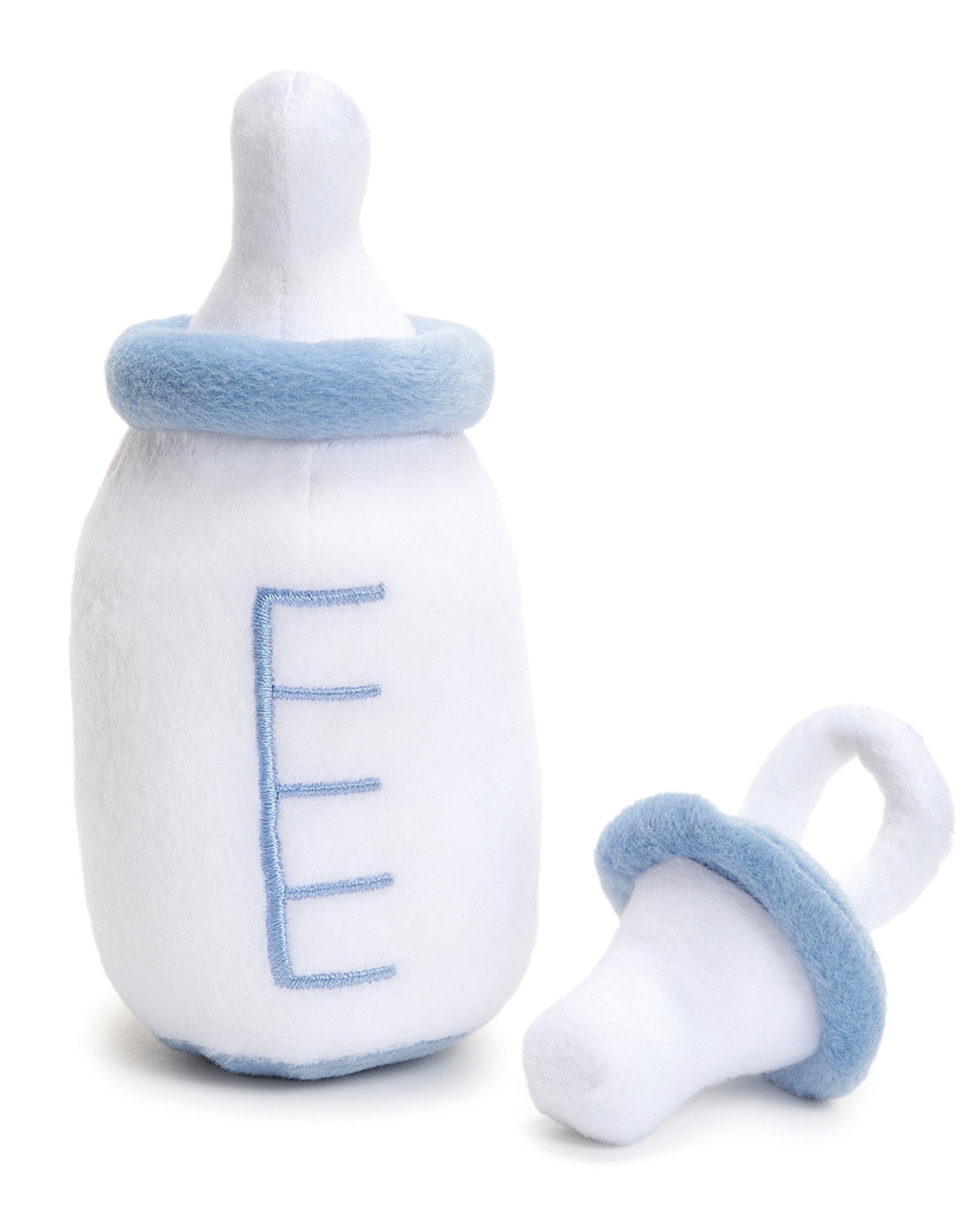 Babyflasche und Nuckel blau