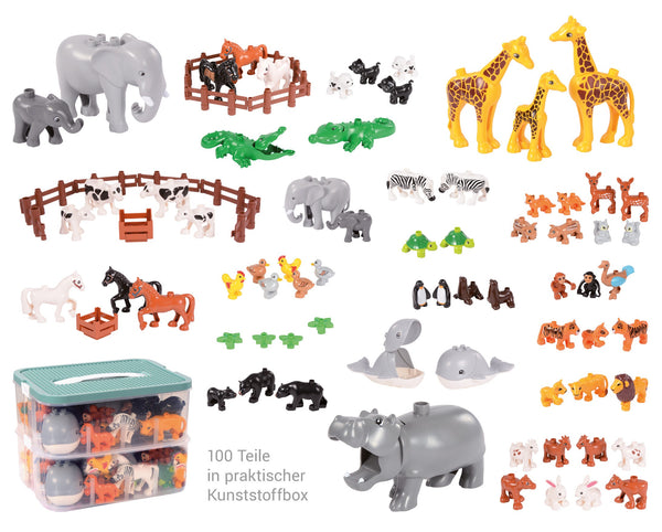 Tiere für Bausteine groß Set 100