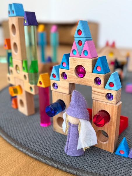 BAUSPIEL Bunte Dreiecke mit Funkelstein Set 100