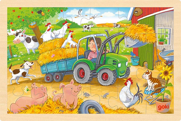 GOKI Einlegepuzzle Kleiner Traktor (24 Teile)