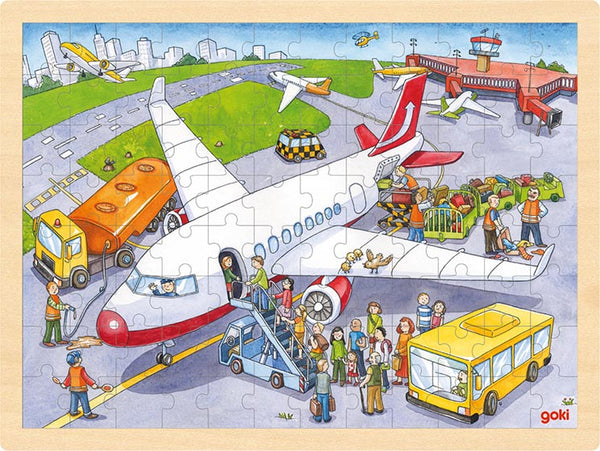 GOKI Einlegepuzzle Auf dem Flughafen (96 Teile)