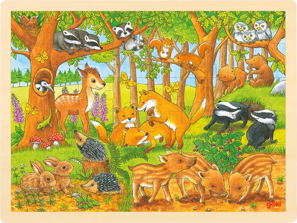 GOKI Einlegepuzzle Tierkinder im Wald (48 Teile)