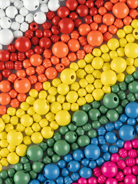 Holzperlen Jumbo Set 2000 1kg in 7 Farben sortiert