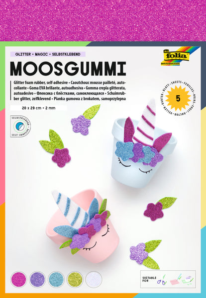 Glitter Moosgummi BASIC, selbstklebend