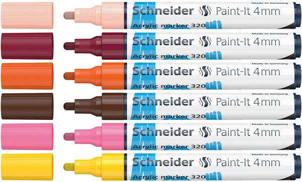Acryl Marker 4mm Rundspitze Set 6 Erweiterte Farben