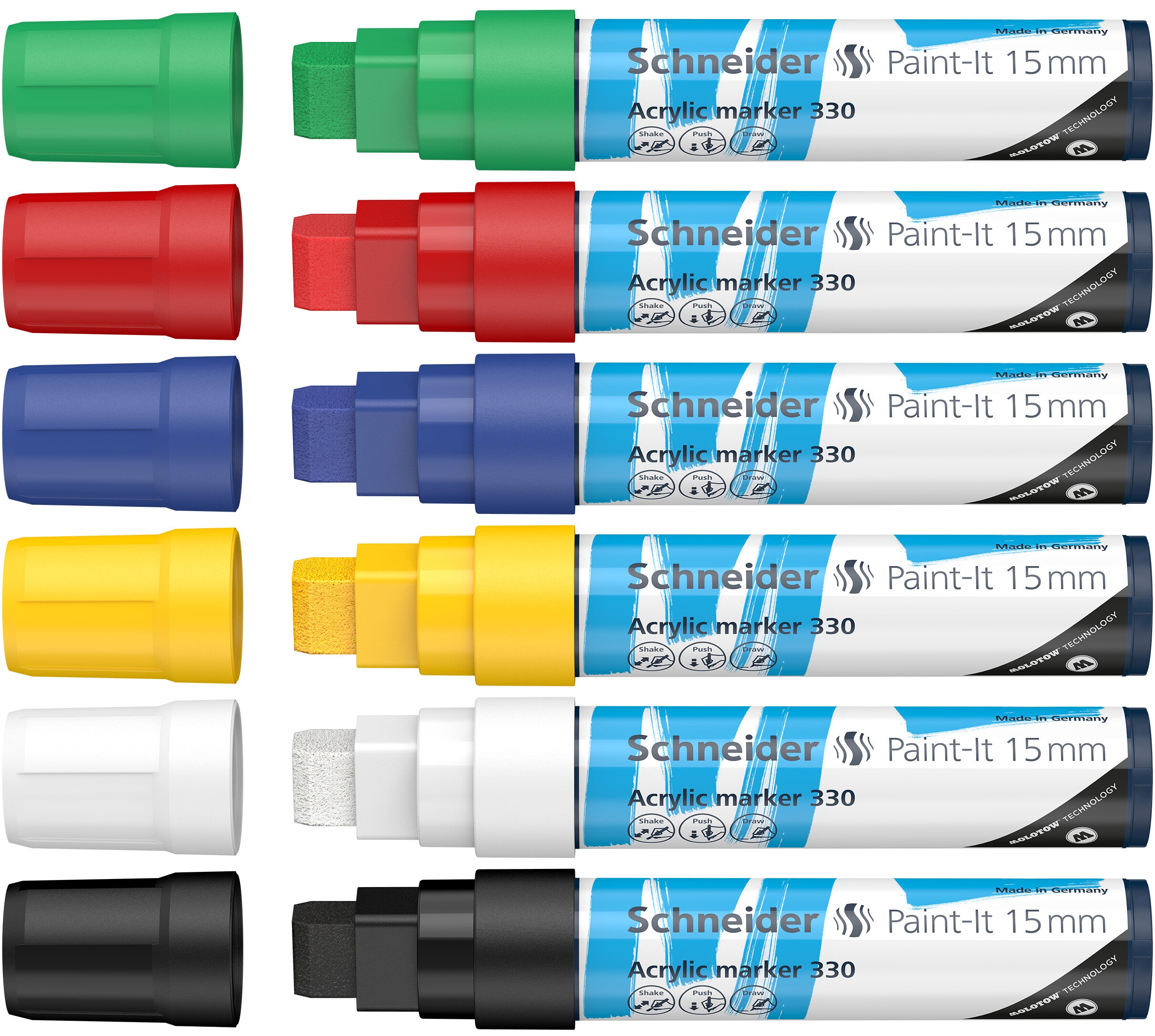 Acryl Marker 15mm Flachspitze Set 6 Basic