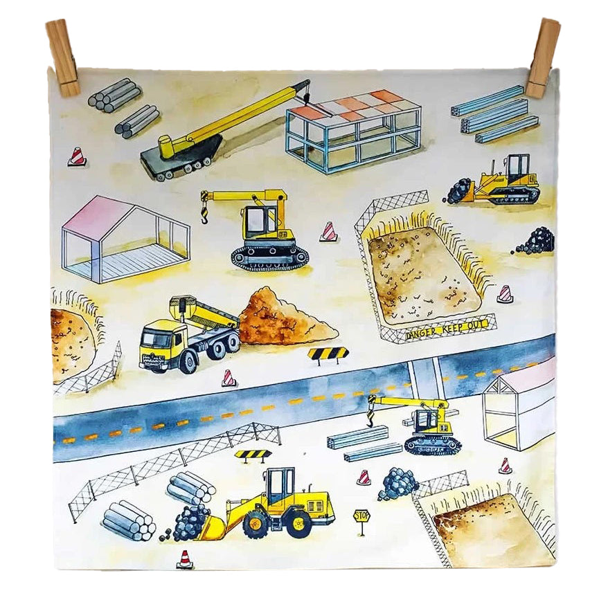 Spieltuch Baustelle 100x100 cm