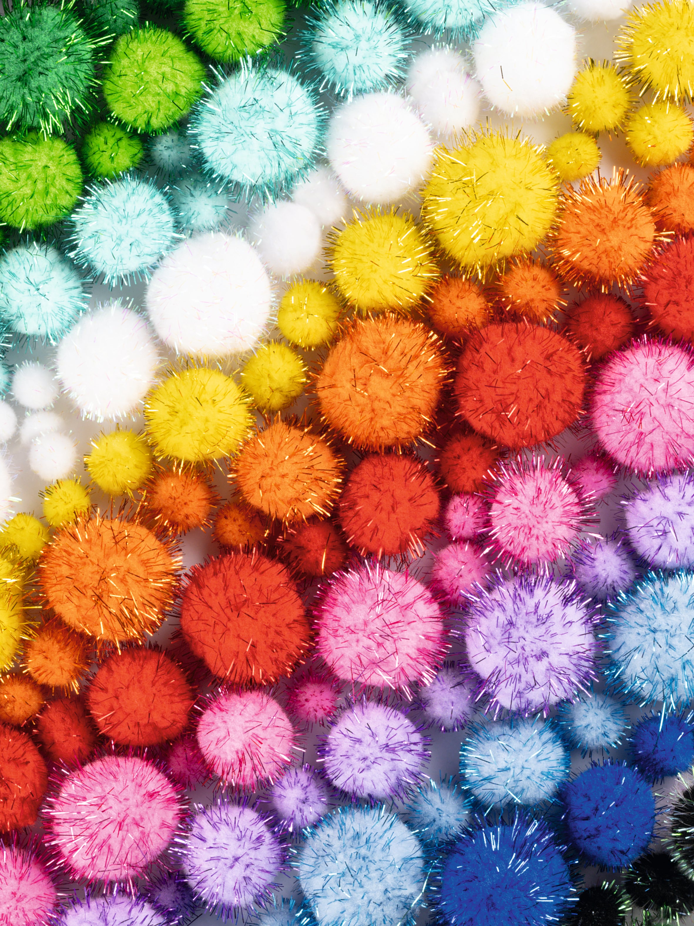 Pompon Glitzer Mix Jumbo Set 730 in 12 Farben sortiert