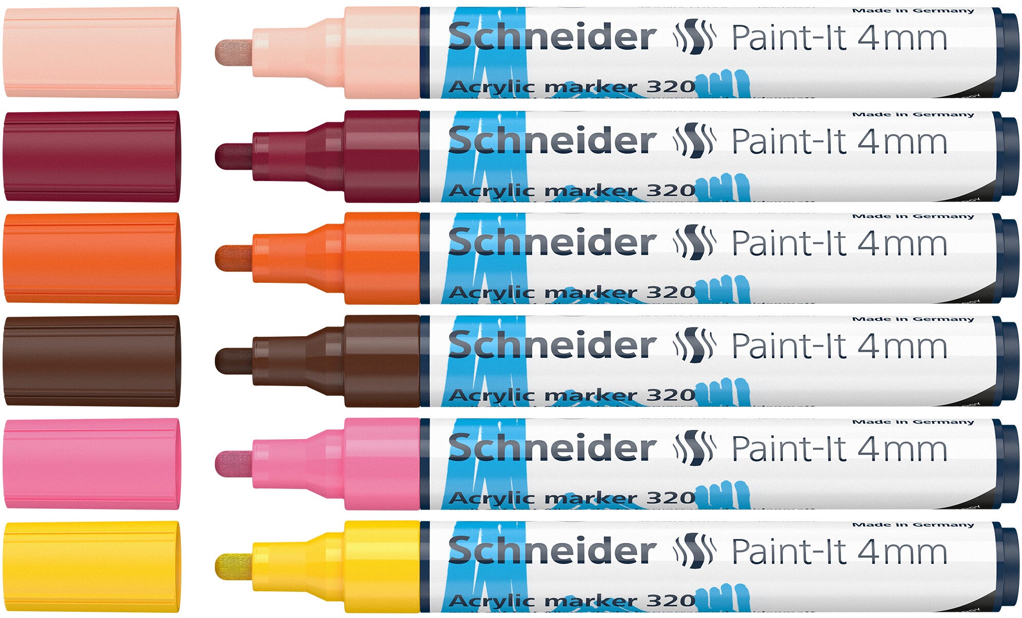 Acryl Marker 4mm Rundspitze Set 6 Erweiterte Farben